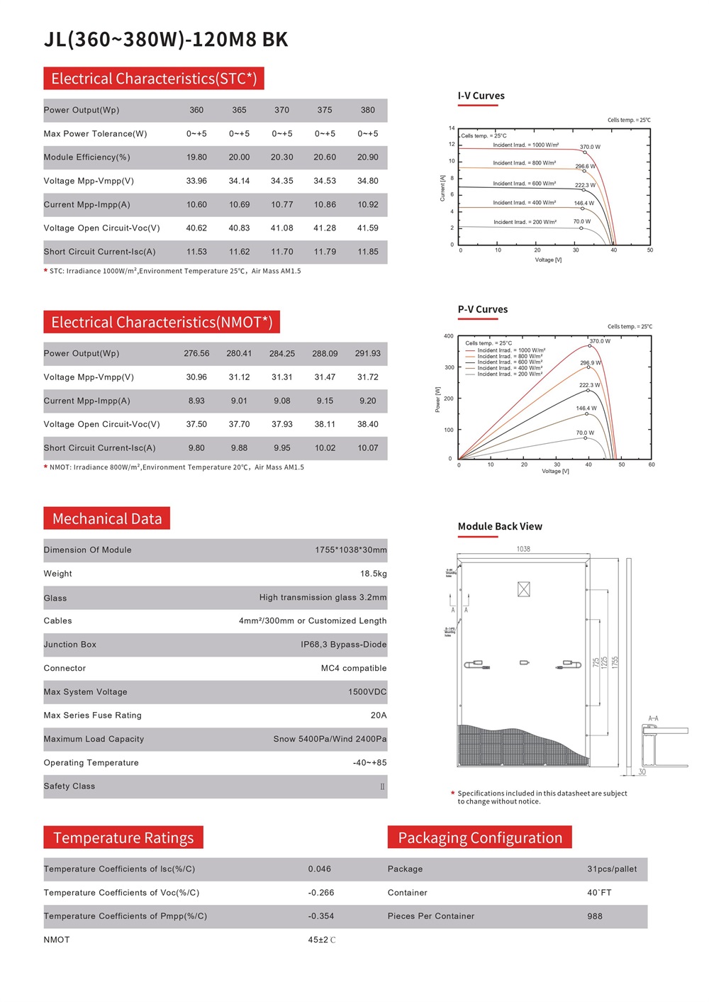 JL(360~380W)-120M8 BK